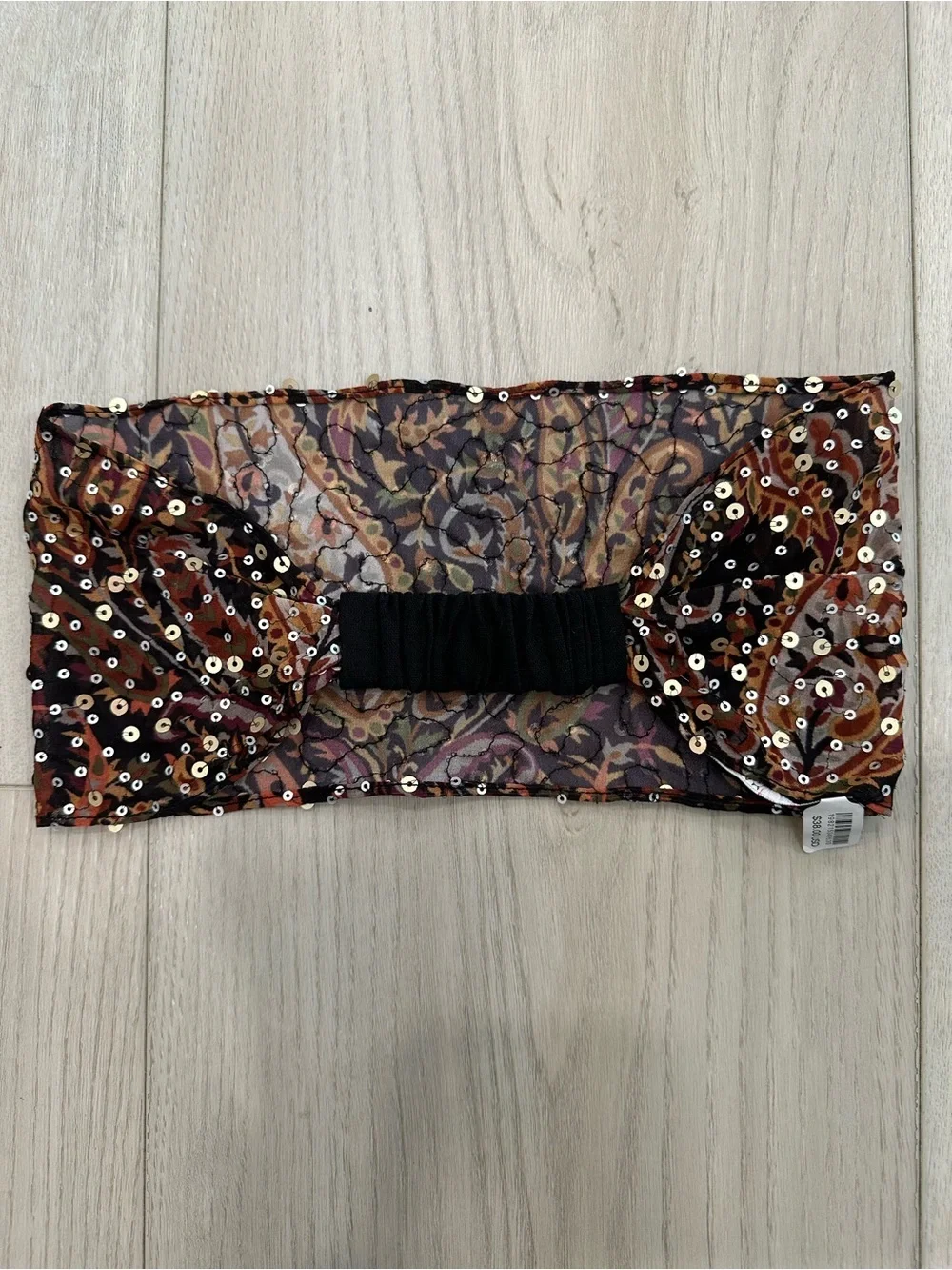 Free People Black Sequin Bandeau Top with Metallic Accents